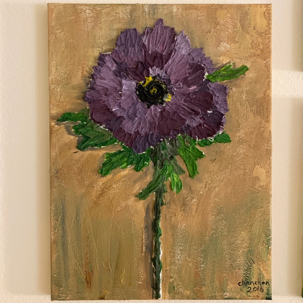 My Acrylic Color Flower Painting - Purple Mood